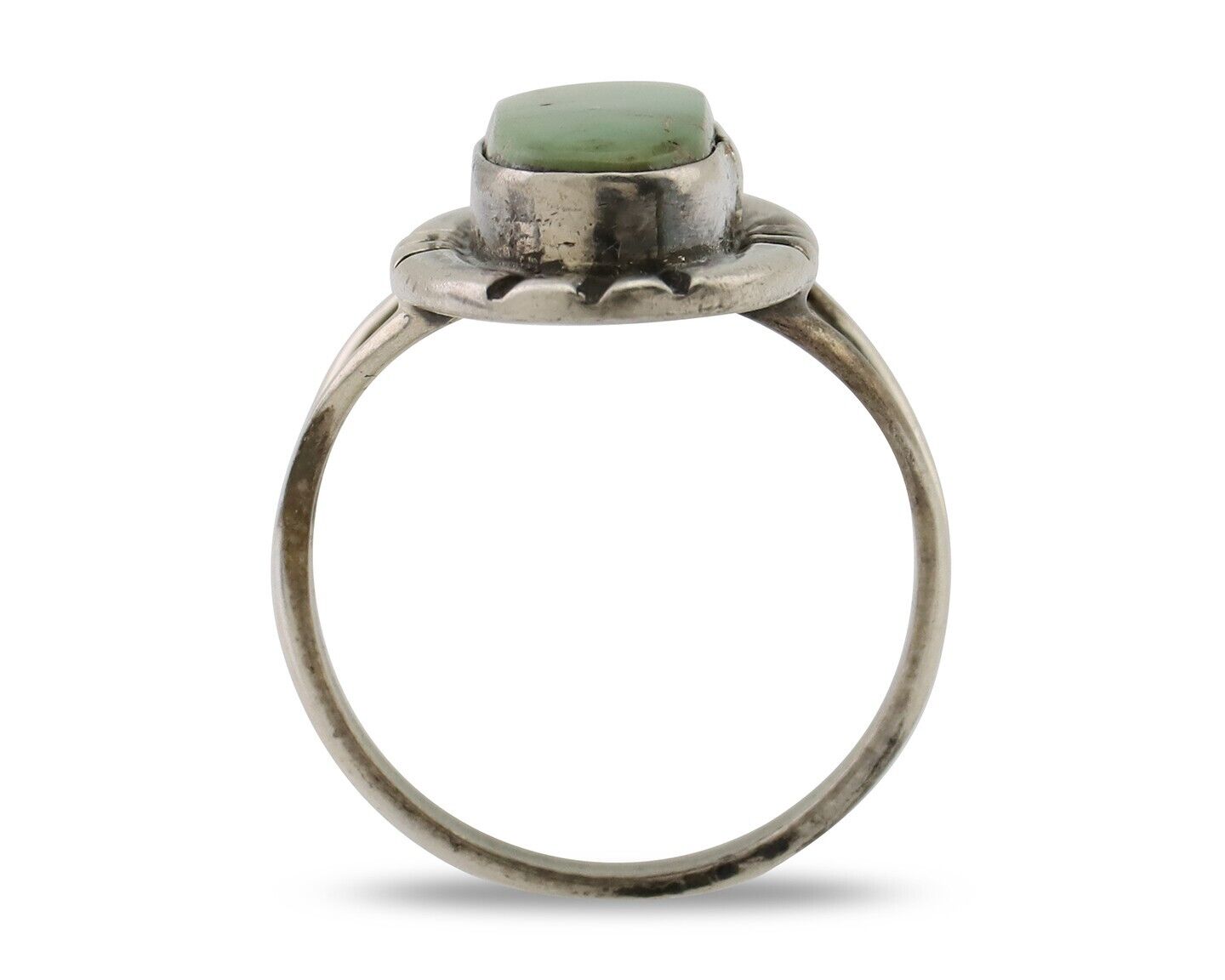 Navajo Handmade Ring 925 Silver Green Turquoise Artist Signed Kachina C.80's
