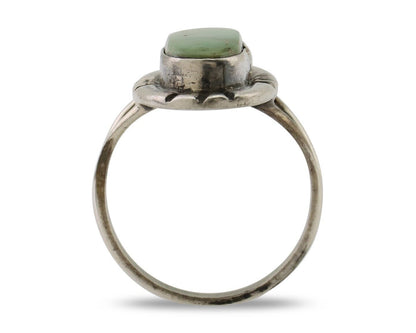 Navajo Handmade Ring 925 Silver Green Turquoise Artist Signed Kachina C.80's