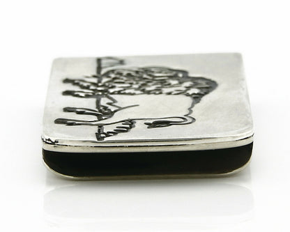 Navajo Money Clip .925 Silver & Nickle Hand Stamped Artist Native C.80's-90's