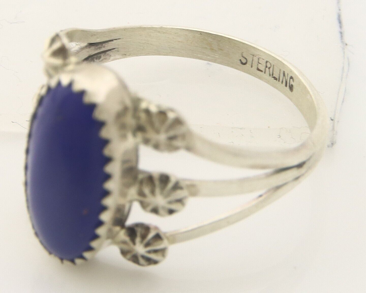 Navajo Ring 925 Sterling Natural Lapis Handmade Native Artist C.80's