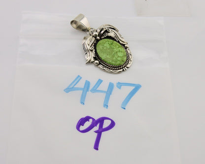 Navajo Pendant 925 Silver Natural Mojave Turquoise Signed E Kee C.80's