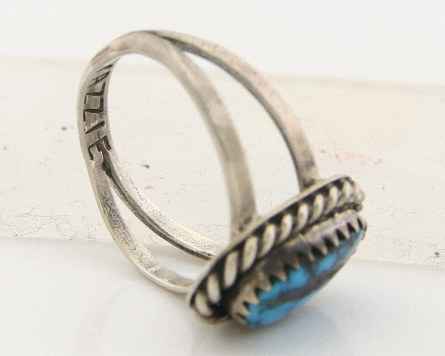 Navajo Ring 925 Sterling Natural Blue Turquoise Signed M Yazzie C.80's