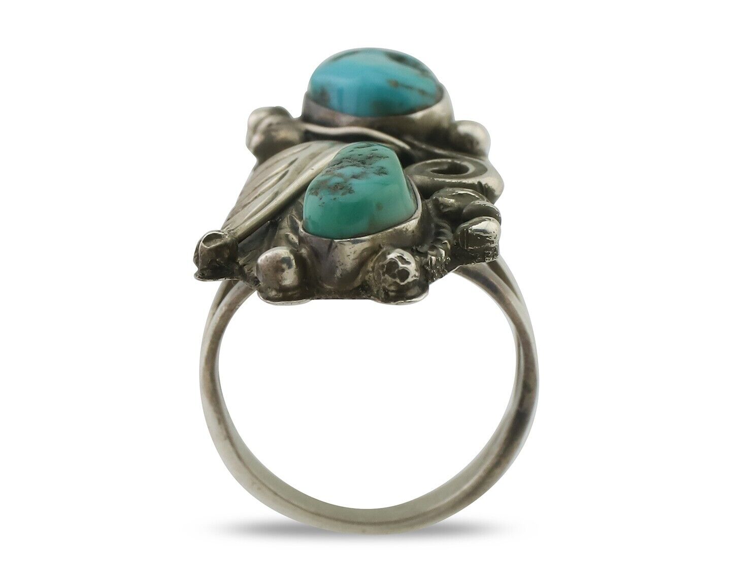 Navajo Ring 925 Silver Sleeping Beauty Turquoise Native American Artist C.80's