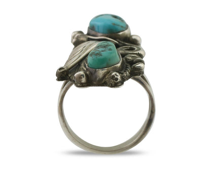 Navajo Ring 925 Silver Sleeping Beauty Turquoise Native American Artist C.80's