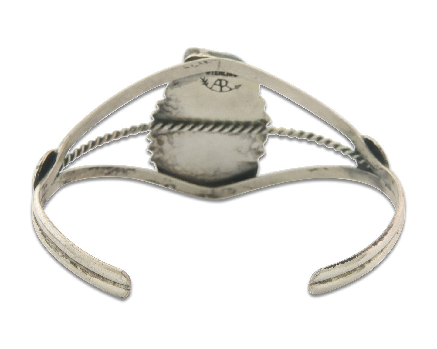 Navajo Bracelet 925 Silver Coral & Turquoise Cuff Signed AR Arrow C.80's