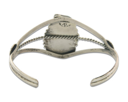 Navajo Bracelet 925 Silver Coral & Turquoise Cuff Signed AR Arrow C.80's