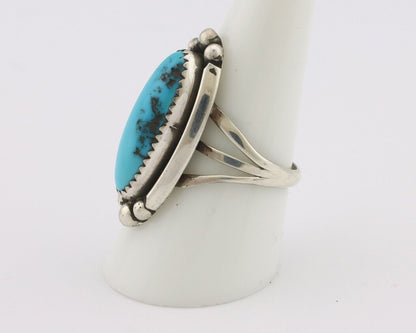 Navajo Ring .925 Silver Sleeping Beauty Turquoise Signed SkyStone Creations C80s