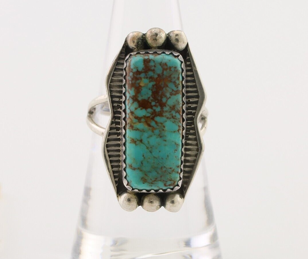Navajo Ring .925 Silver Natural Blue Turquoise Artist Signed Doug Zachary C.80's