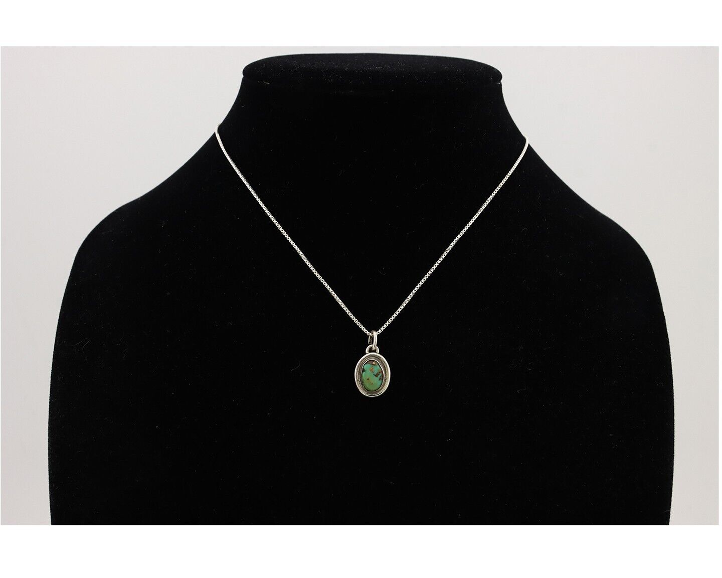 Navajo Necklace 925 Silver Natural Kingman Turquoise Native Artist C.2008