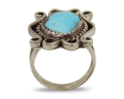Navajo Handmade Ring 925 Silver Natural Arizona Turquoise Artist C.80's