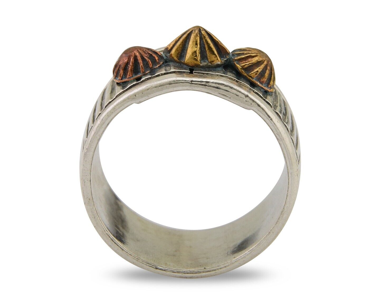 Navajo Handmade Ring 925 Silver & Gold Signed Kee Nataani C.80's