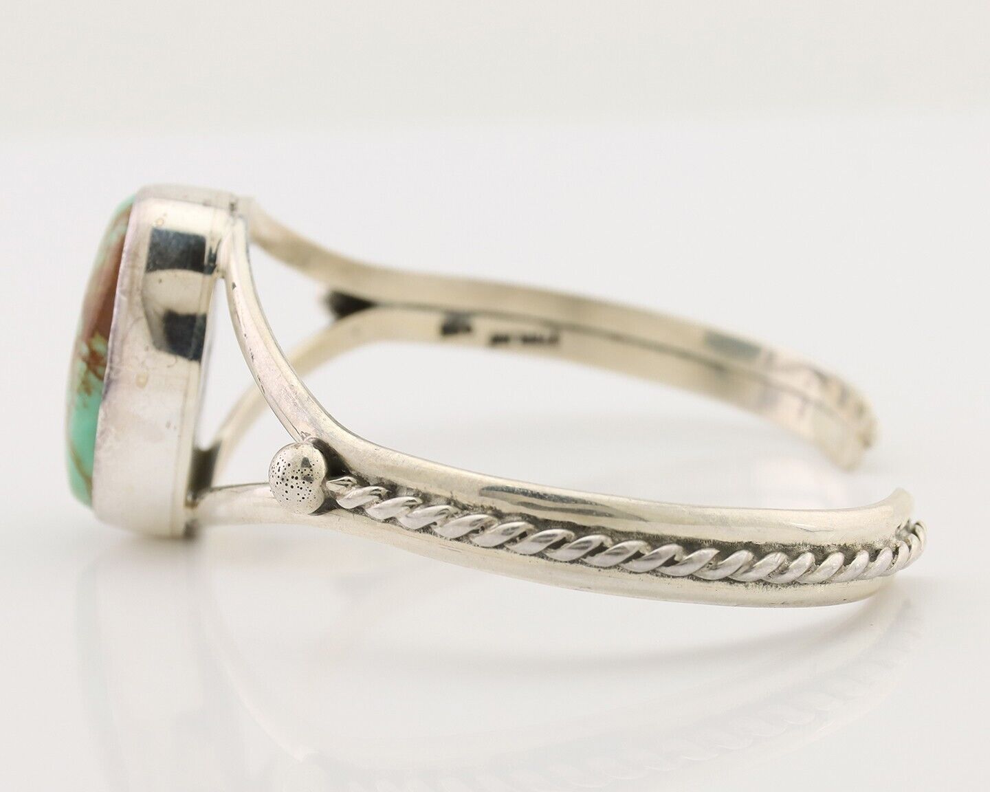 Navajo Cuff Bracelet 925 Silver Natural Blue Turquoise Artist Signed Gecko C.80s