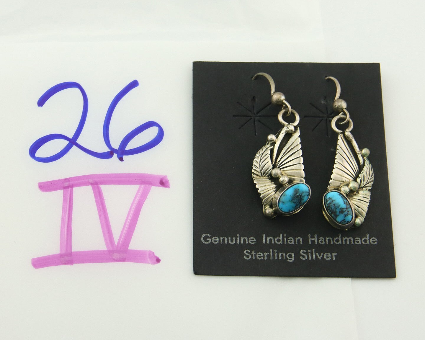Navajo Earrings 925 Silver Natural Turquoise Artist Signed Yazzie C.80's