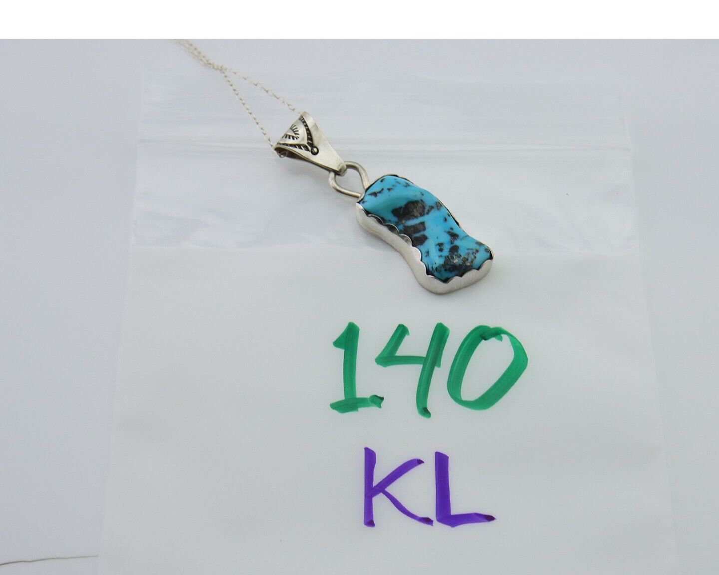 Navajo Necklace 925 Silver Blue Turquoise Artist Signed Tony Guerro C.80's