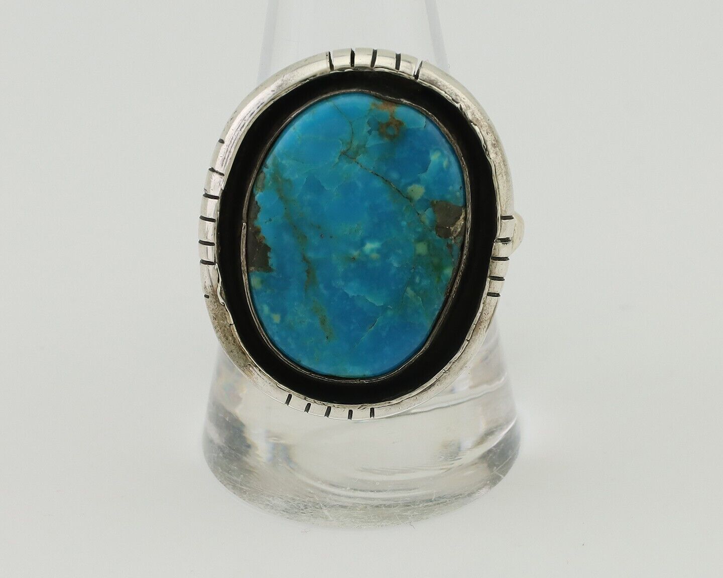 Navajo Ring 925 Silver Arizona Turquoise Signed M Montoya C.80's
