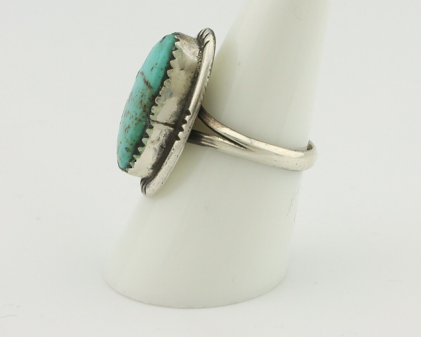 Navajo Ring .925 Silver Natural Blue Turquoise Native American Artist C.80's