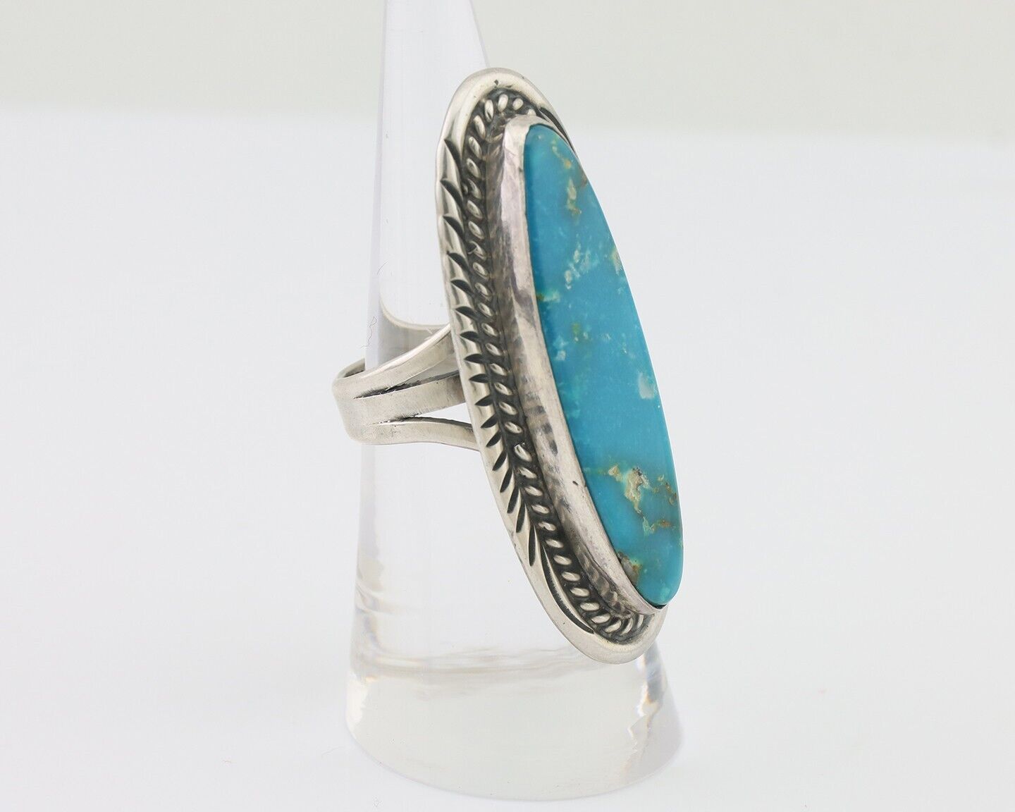 Navajo Ring 925 Silver Blue Turquoise Artist Signed William Denetdale C.80's