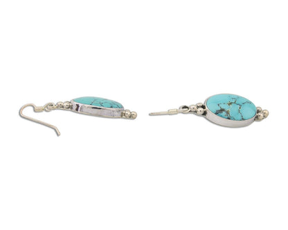 Navajo Dangle Earrings 925 Natural Turquoise Native Inca Mfg C.80's