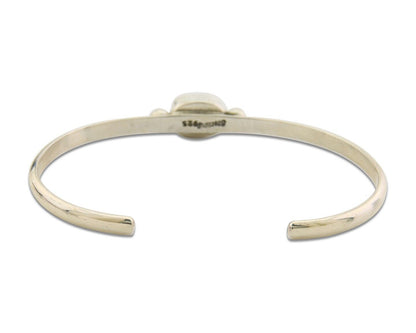 Navajo Bracelet .925 Silver Mediterranean Red Coral Cuff Native Artist C.80's