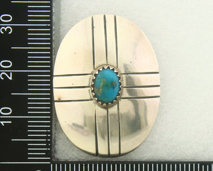 Navajo Earrings 925 Silver Handmade Concho Natural Turquoise Native Artist C80s