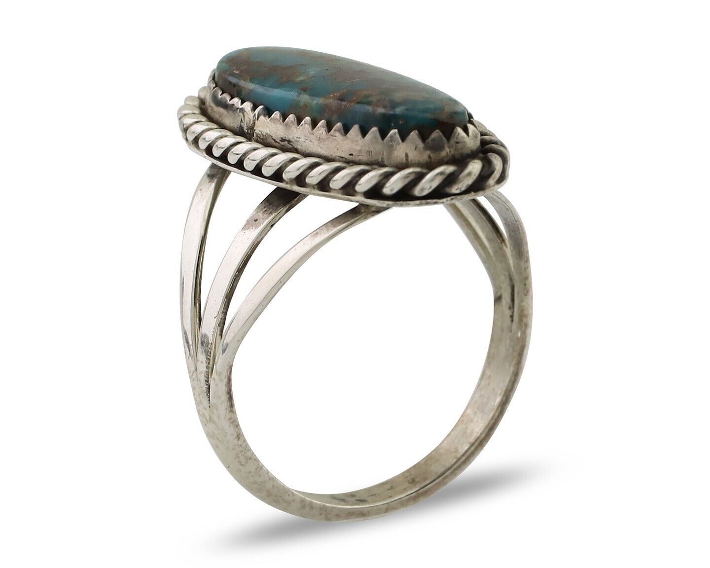 Navajo Ring 925 Silver Natural Turquoise Native American Artist C.80's