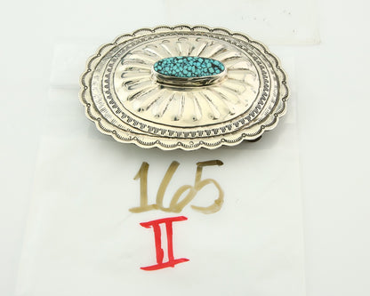 Navajo Belt Buckle 925 Sterling Silver Artist Signed Tony Guerro 2.5x3 in C.80's