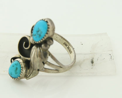 Vintage Navajo Ring 925 Sterling Silver Handmade Authentic Turquoise Size 6.0