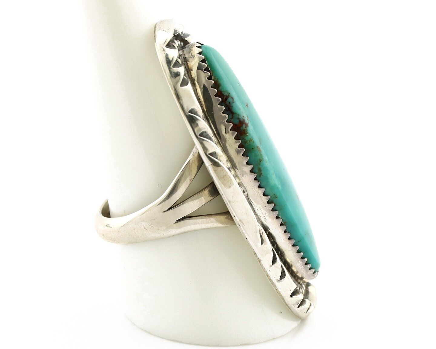 Navajo Ring 925 Silver Natural Mined Turquoise Signed Phillip Zachary C.80s