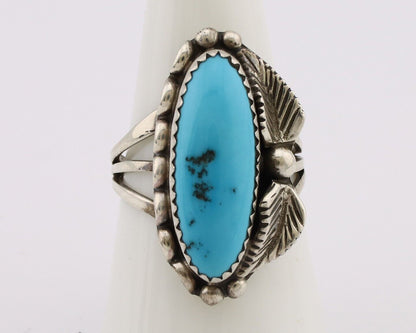 Navajo Ring 925 Silver Sleeping Beauty Turquoise Signed SC C.80's