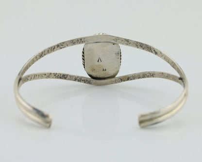 Navajo Bracelet 925 Silver Sleeping Beauty Turquoise Signed Robert Vandover C80s