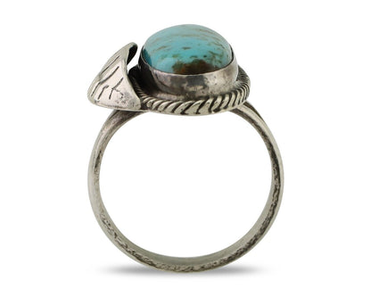 Navajo Handmade Ring 925 Silver Natural Turquoise Native American Artist C.80's