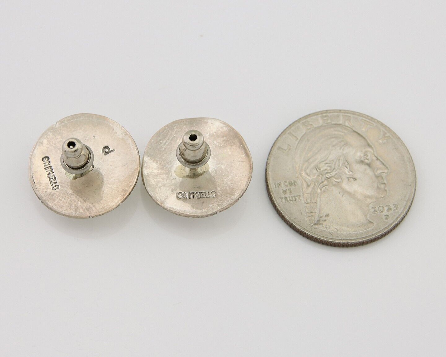 Navajo Shield Earrings 925 Silver Natural Blue Turquoise Artist Signed P C.80s