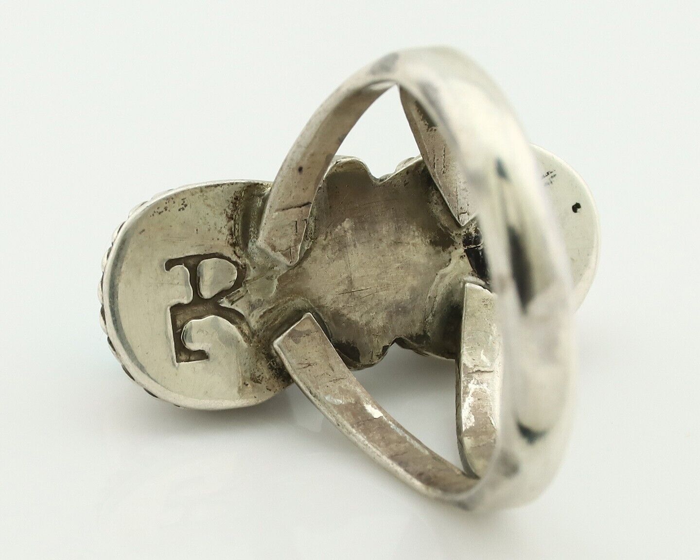 Navajo Ring 925 Silver Natural Blue Turquoise Native Artist Signed AG C.80's