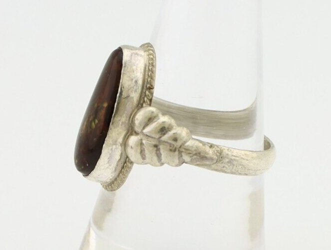 Navajo Handmade Ring 925 Silver Natural High Grade Fire Opal Native Artist C.80s