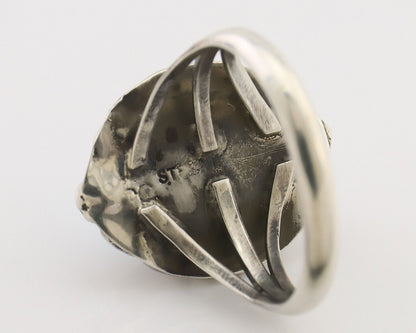 Navajo Ring 925 Silver Sleeping Beauty Turquoise Artist Signed SC C.80's