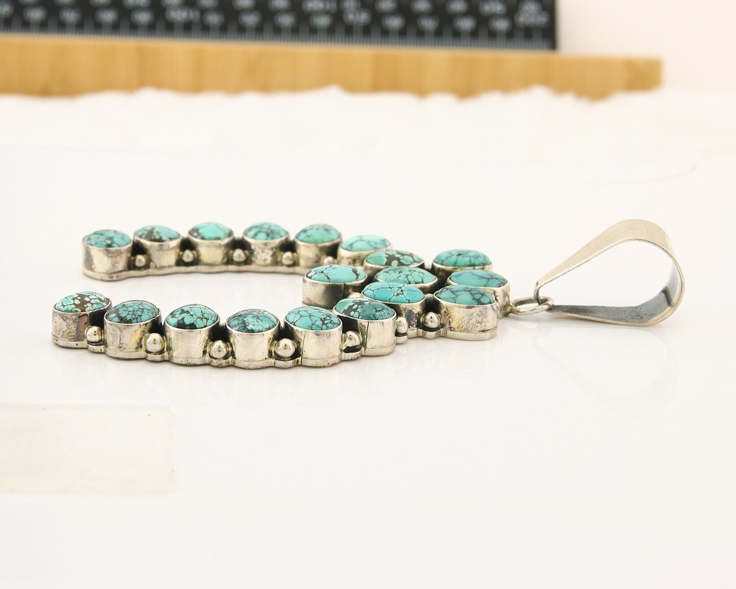 Navajo 925 Silver Turquoise Handmade Naja Artist Signed Paul Livingston C.80's