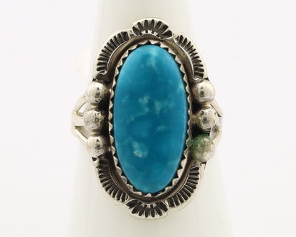 Navajo Ring 925 Silver Blue Gem Turquoise Native American Artist C.80's