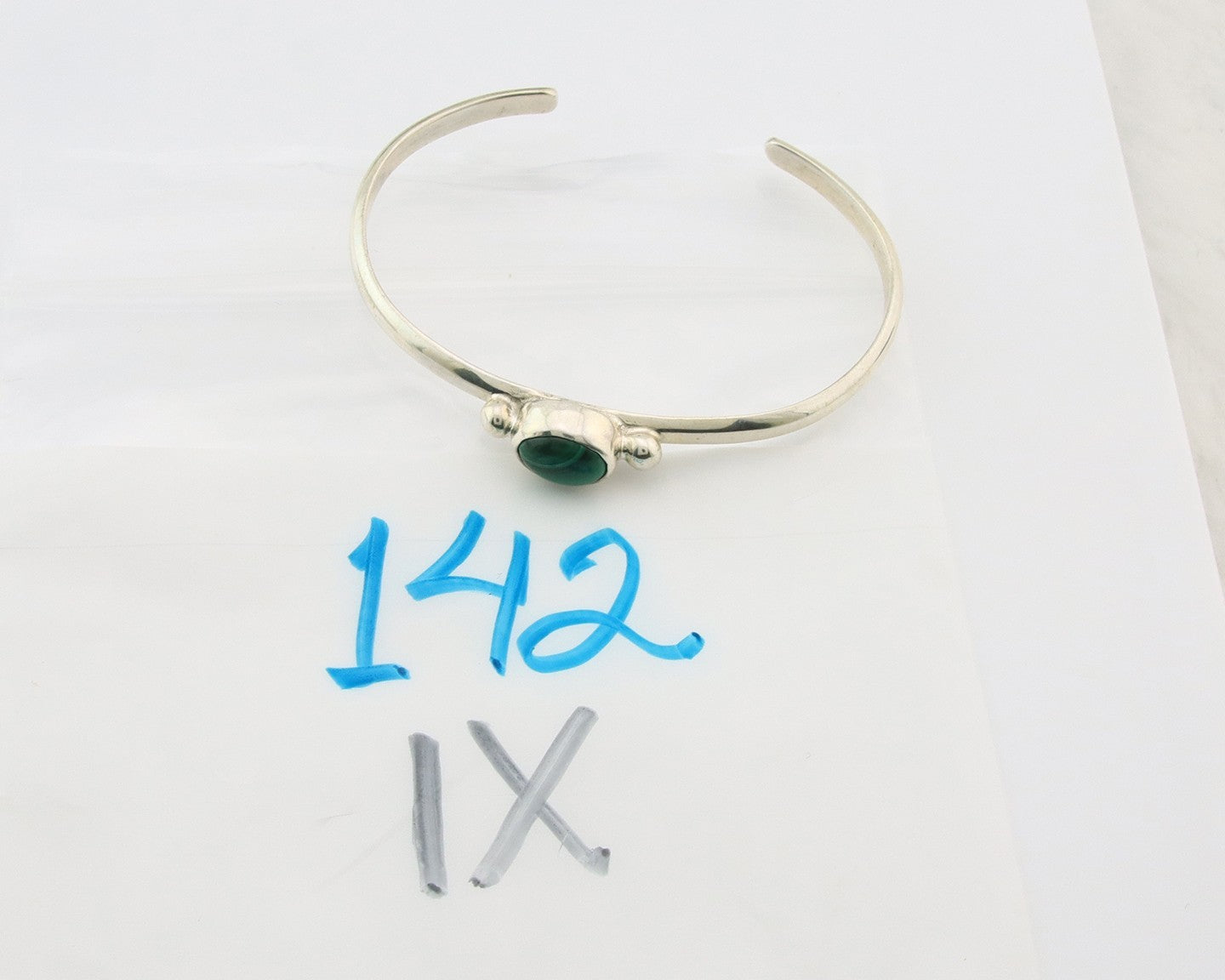 Navajo Cuff Bracelet Sterling Silver Natural Mined Malachite Native Artist