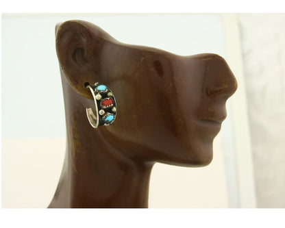 Navajo Earrings 925 Silver Natural Gemstone Native American Artist C.80's