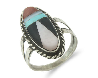 Vintage Zuni Ring 925 Sterling Silver Natural Gemstone Size 6.25