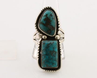 Navajo Handmade Ring 925 Silver Morenci Tuquoise Native American Artist C.80's