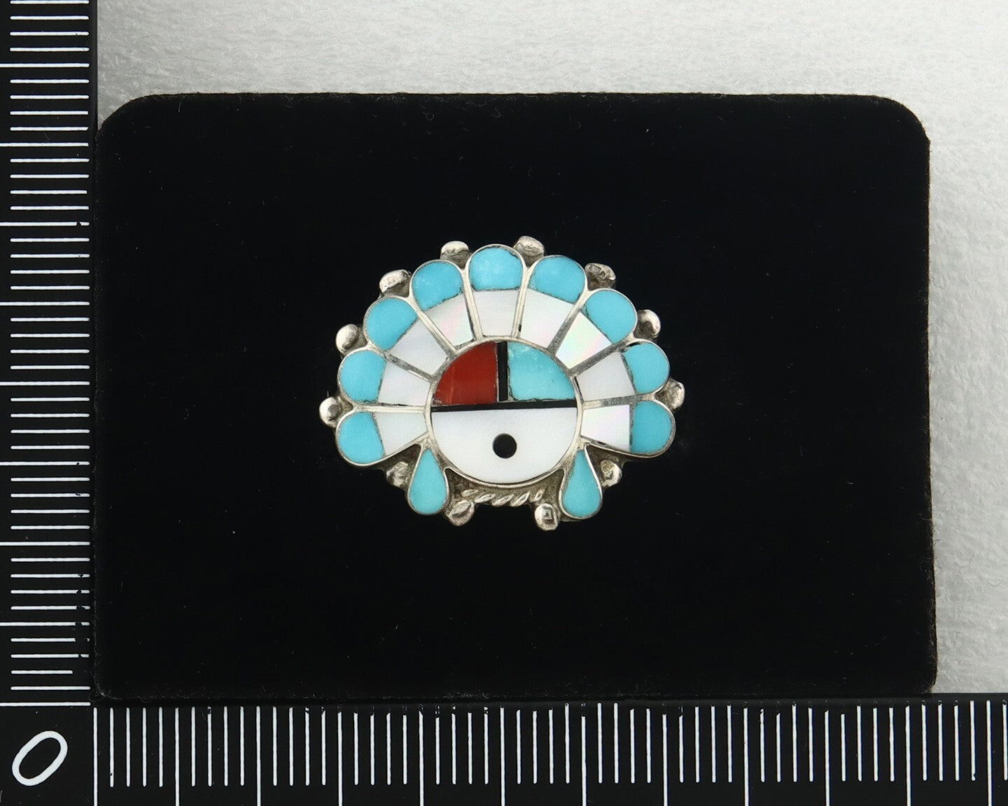 Vintage Zuni Ring 925 Sterling Silver Natural Gemstone Size 8.0