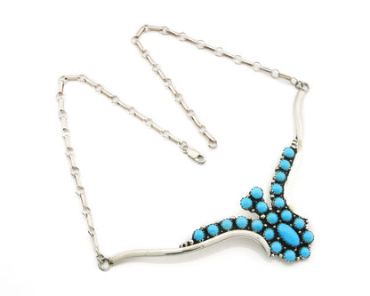Navajo Necklace 925 Sterling Silver SB Turquoise Artist Signed LT C.80's