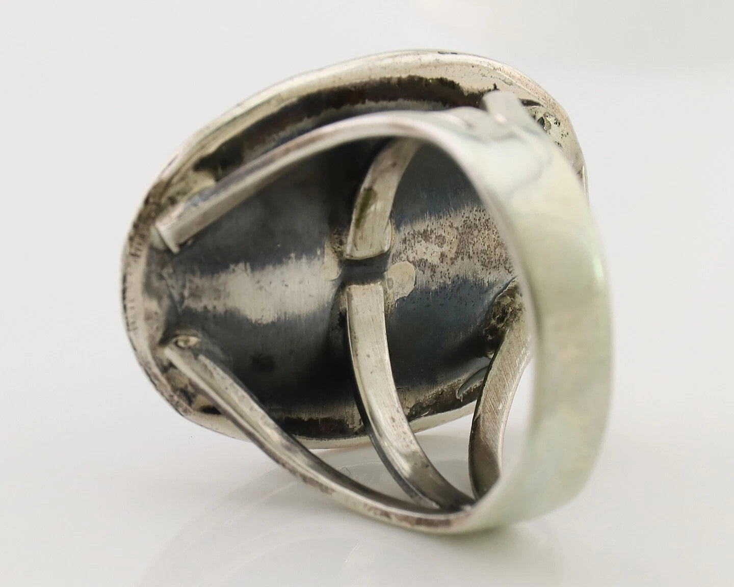 Navajo Handmade Ring 925 Silver Spiderweb Turquoise Native American Artist C.80s
