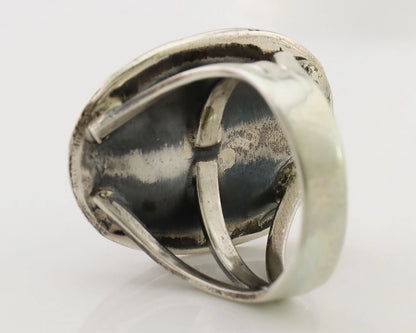 Navajo Handmade Ring 925 Silver Spiderweb Turquoise Native American Artist C.80s