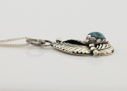 Navajo Necklace 925 Silver Natural Blue Turquoise Artist Signed Yazzie C.80's