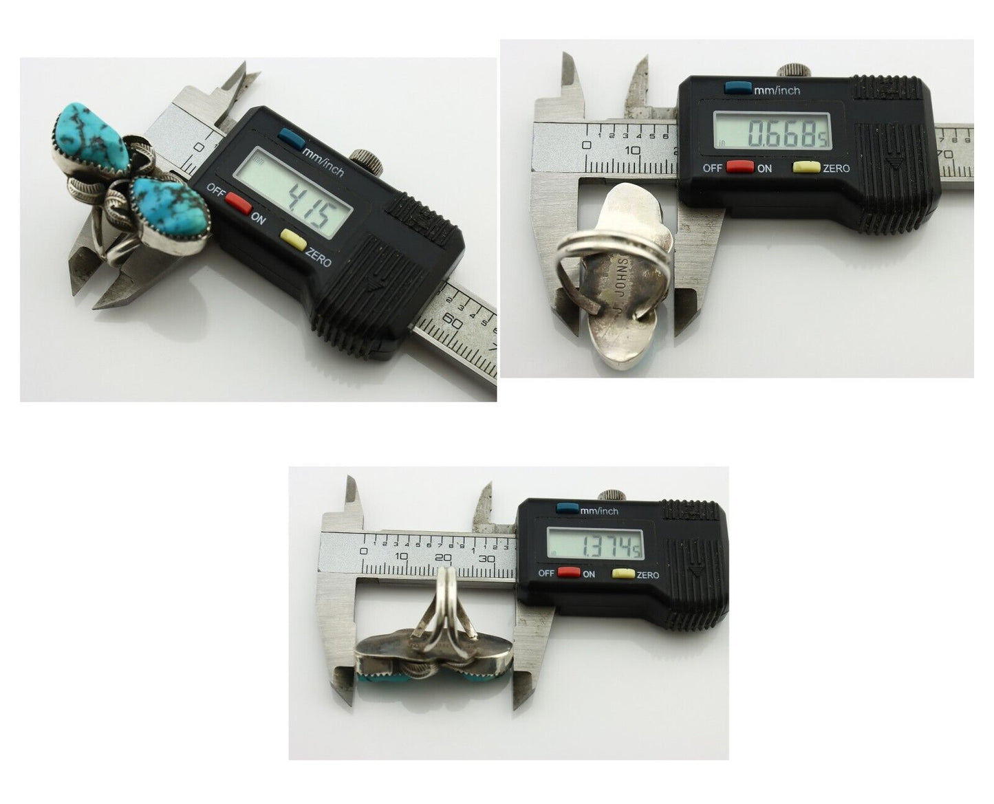 Navajo Ring 925 Silver Sleeping Beauty Nugget Turquoise Signed J Johnson C.80's