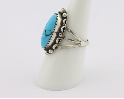 Navajo Ring .925 Silver Sleeping Beauty Turquoise Signed SkyStone Creations C80s