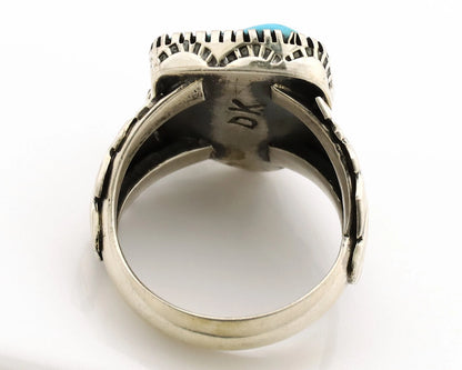 Navajo Ring .925 Silver Sleeping Beauty Turquoise Artist Signed DK C.80's