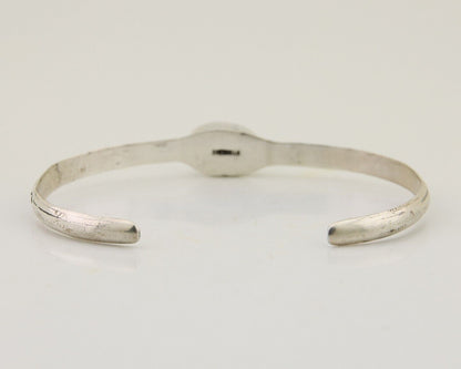 Navajo Hand Stamped Cuff Bracelet Turquoise 925 Silver Native American Artist